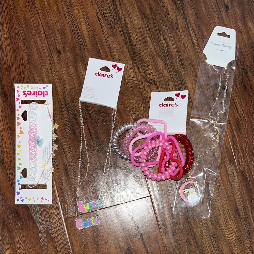NEW Claire's Colorful Necklaces and Hair Tie Set